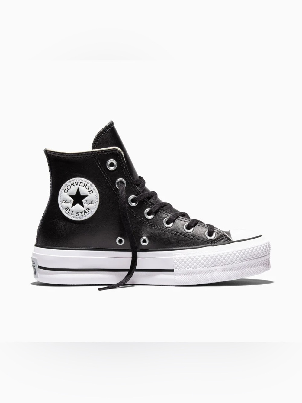 Converse Black High-Top Leather Chuck Taylor Platform Sneakers